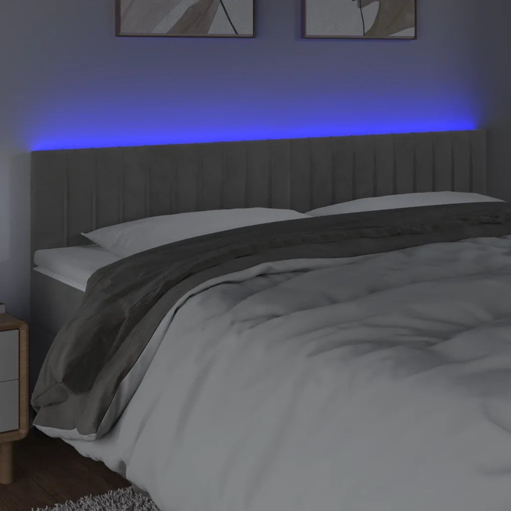 Testiera | Testata a LED Grigio Chiaro 200x5x78/88 cm in Velluto