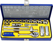 Set di Chiavi e Clessidre a 20 pezzi 3-8 pollici Profilo Bloccante in Scatola di Metallo - Viti Rugginate - Cassetta di Rilascio - Cromo Vanadio - S&R
