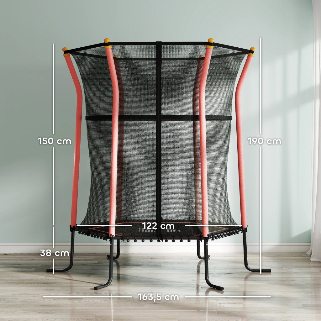 Trampolino per Bambini ¨C zephmum ¨C Nero e Rosso con Rete di Sicurezza ?163.5 cm