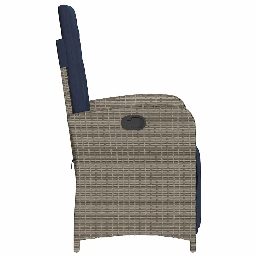 Sedia Reclinabile da Giardino | Sedie da Esterno con Poggiapiedi Grigia Polyrattan