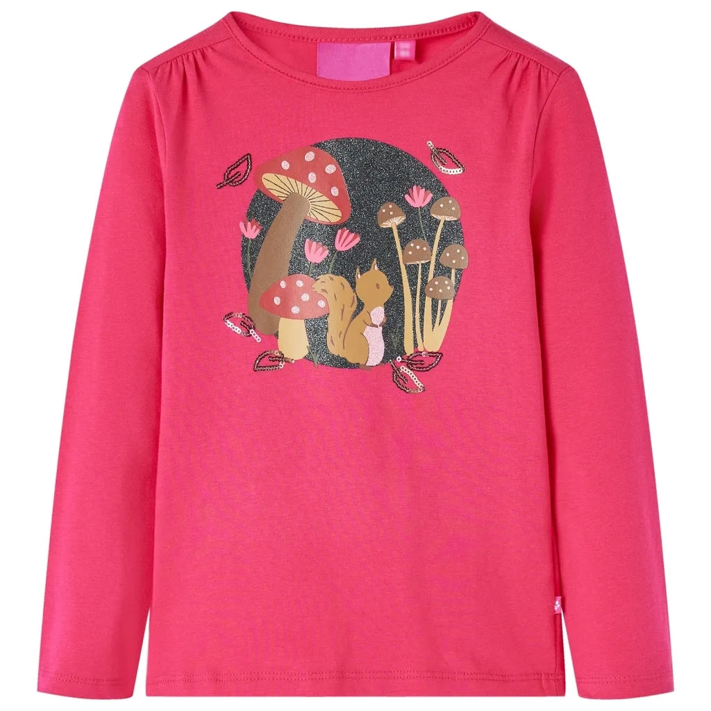 Maglietta da Bambina a Maniche Lunghe Fucsia 140cod mxl 108034