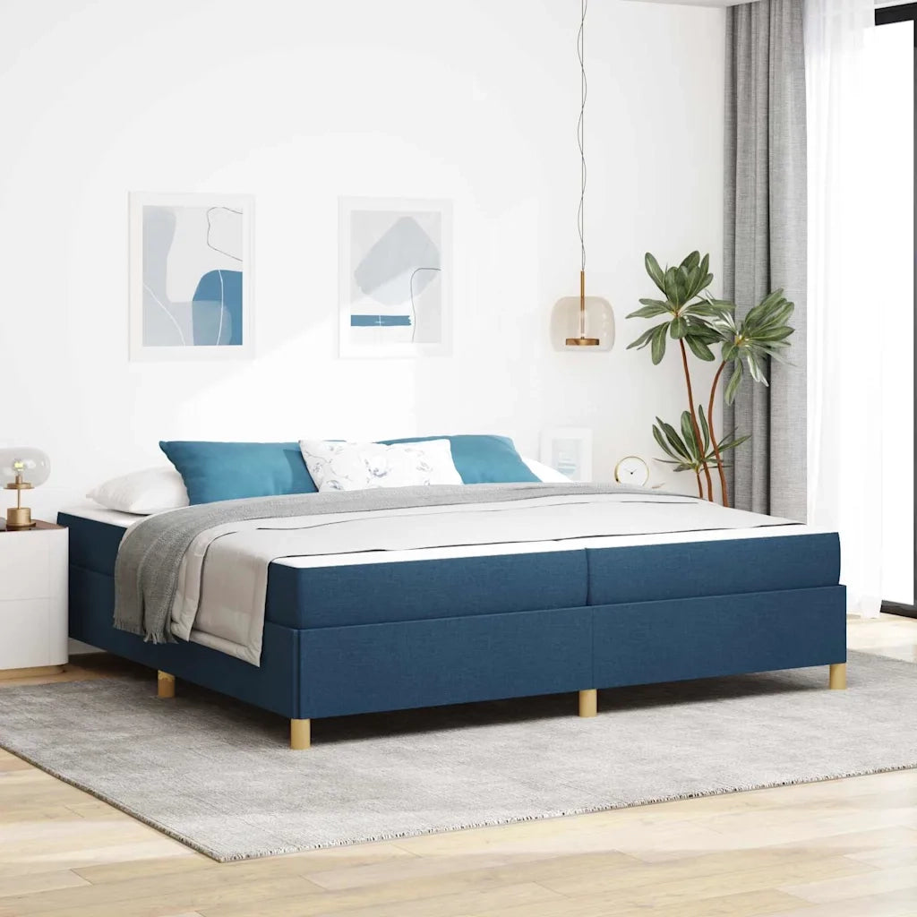 vidaXL Letto a molle Blu e blu scuro e bianco 200 x 200 cm Tessuto