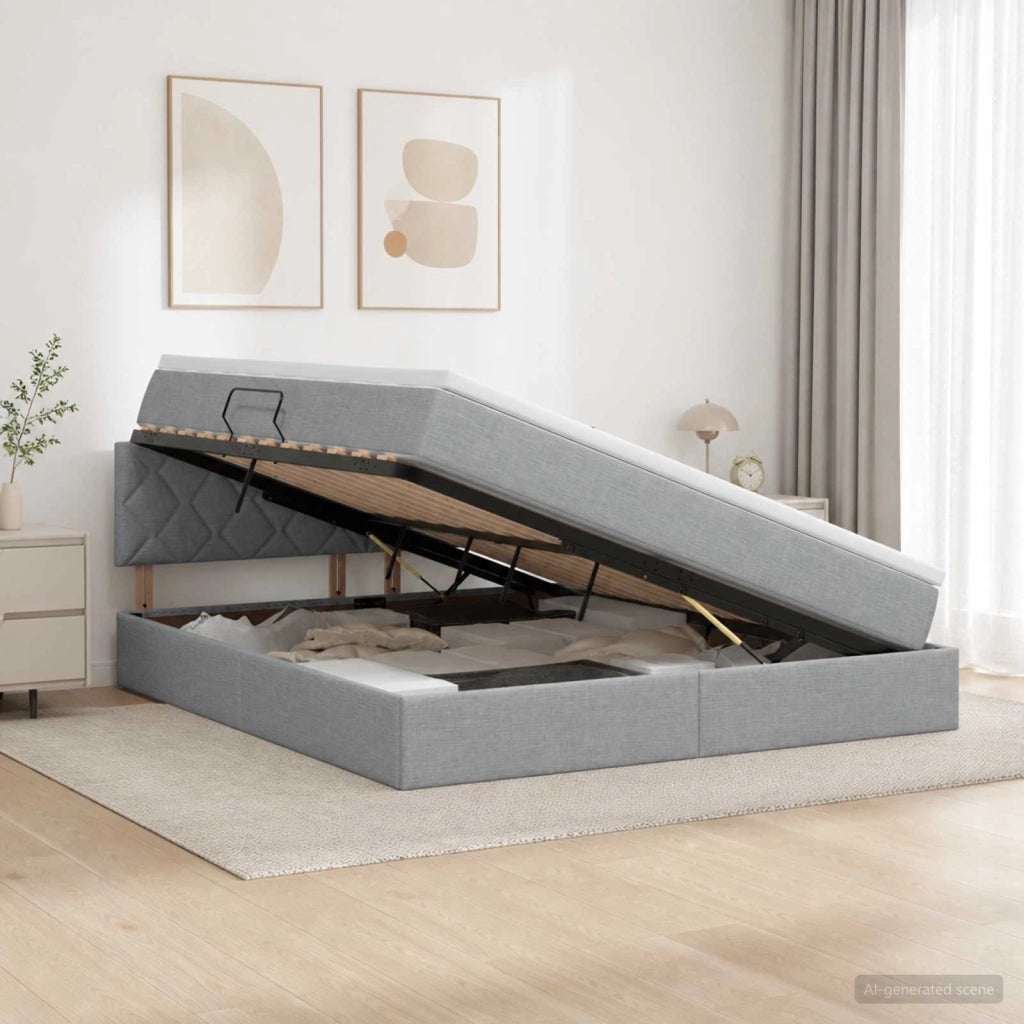 Letto con contenitore LED e materasso Grigio Chiaro 3459129