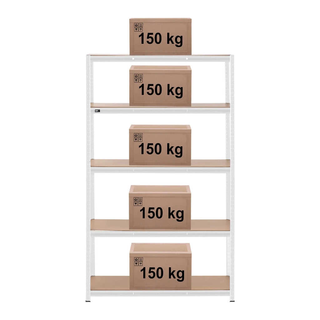 Scaffalatura per carichi pesanti 120 x 50 x 197 cm portata 5 x 150 kg robusto scaffale portautensili per garage/officina grigio 14_0005174
