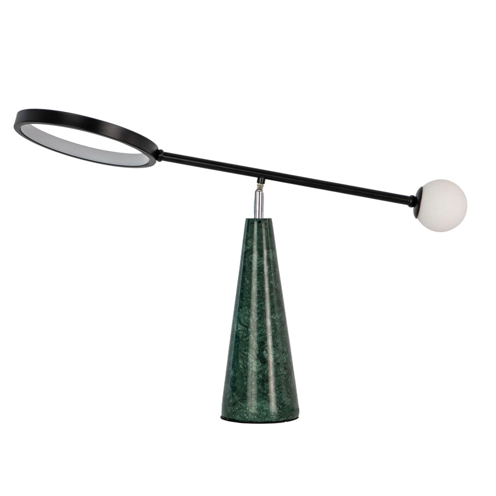 Lampada da tavolo in acciaio nero e marmo porcellanato