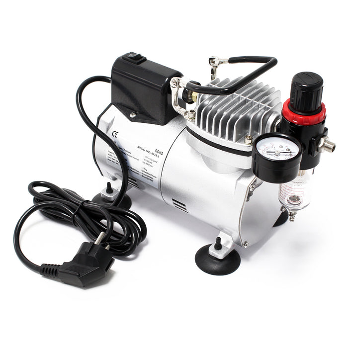 Compressore per aerografo AF18-2, a membrana 4 bar, arresto automatico, con manometro