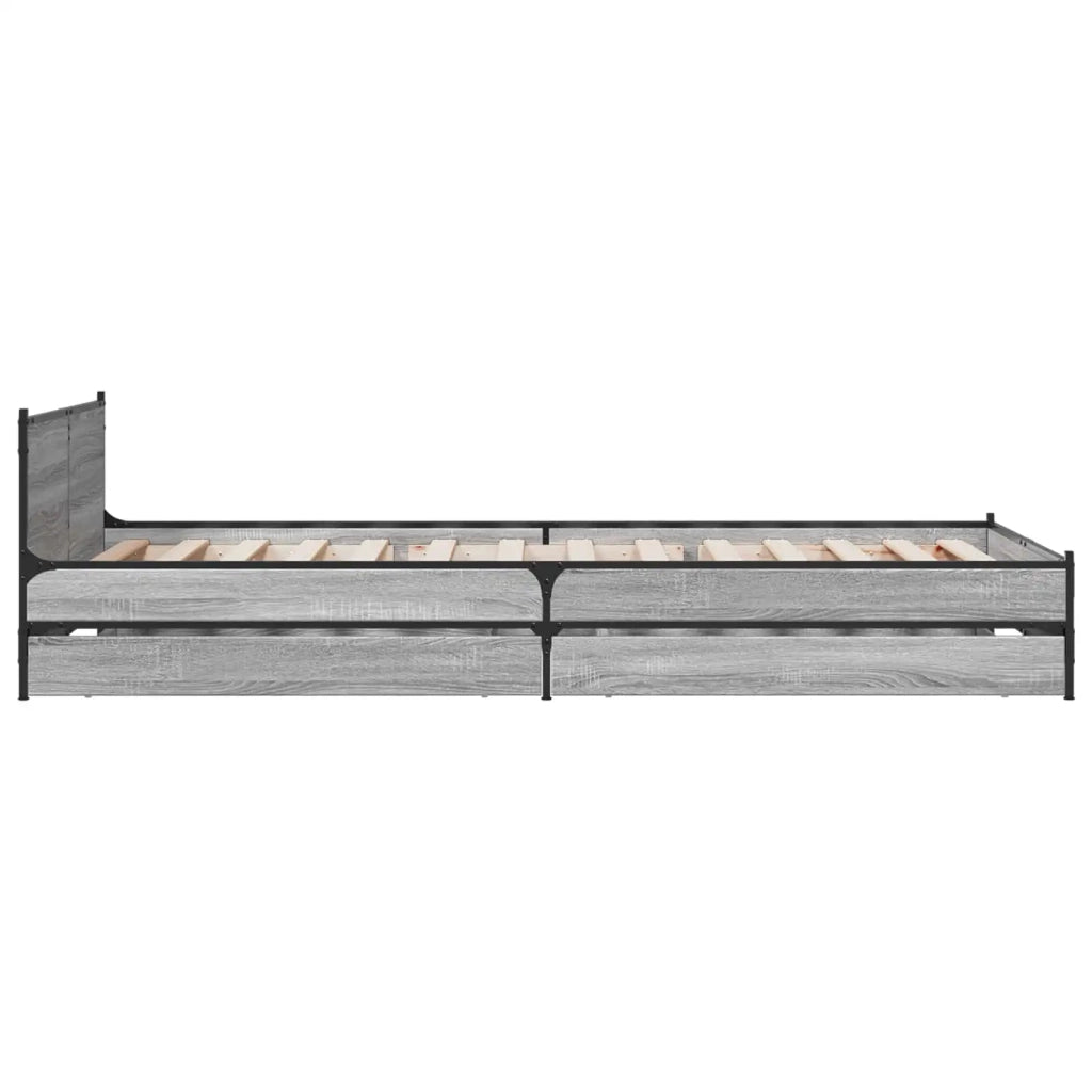 Struttura letto con testata con ruota Sonoma grigio 80 x 200 cm 3429696