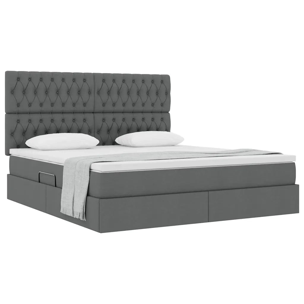 Letto con contenitore e materasso Grigio scuro 160 x 200 cm