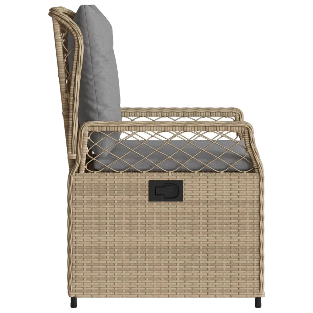 Sedie da Giardino Reclinabili 2 pz | Sedie da Esterno Beige Polyrattan