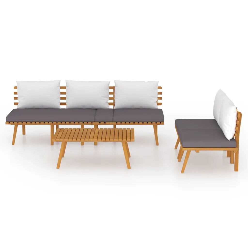 Set Divani da Giardino 4 pz con Cuscini in Massello di Acacia 3087010