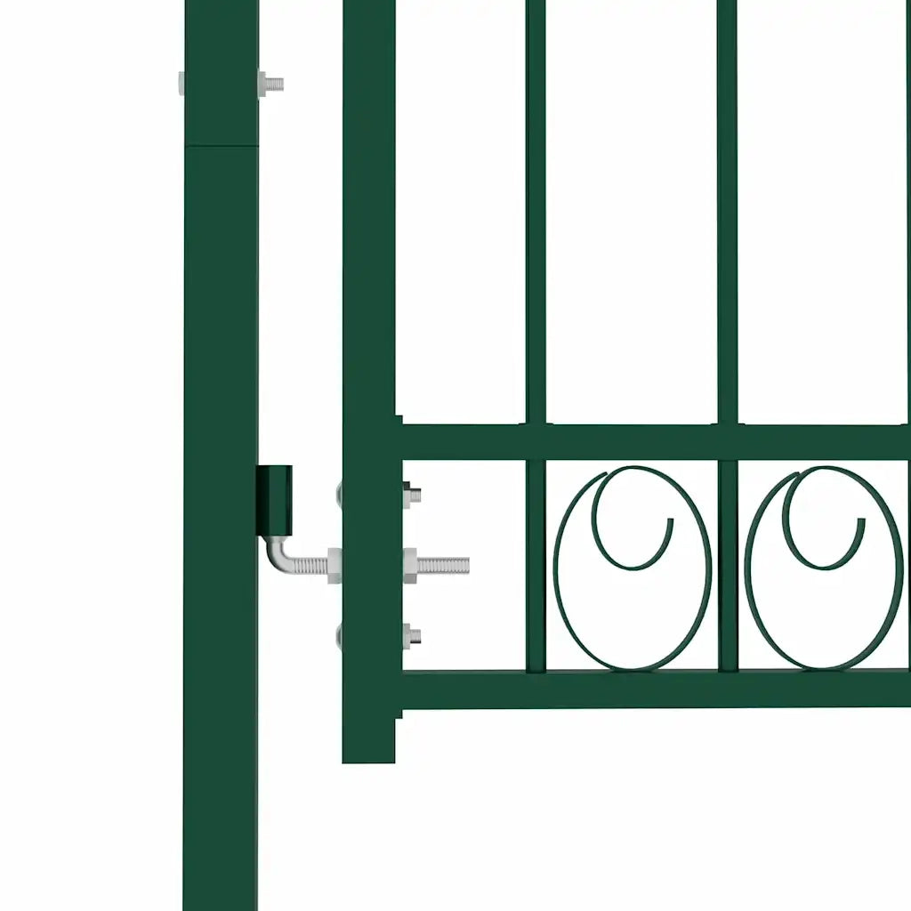 Cancello per Recinzione con Punte in Acciaio 100x175 cm Verde 146376