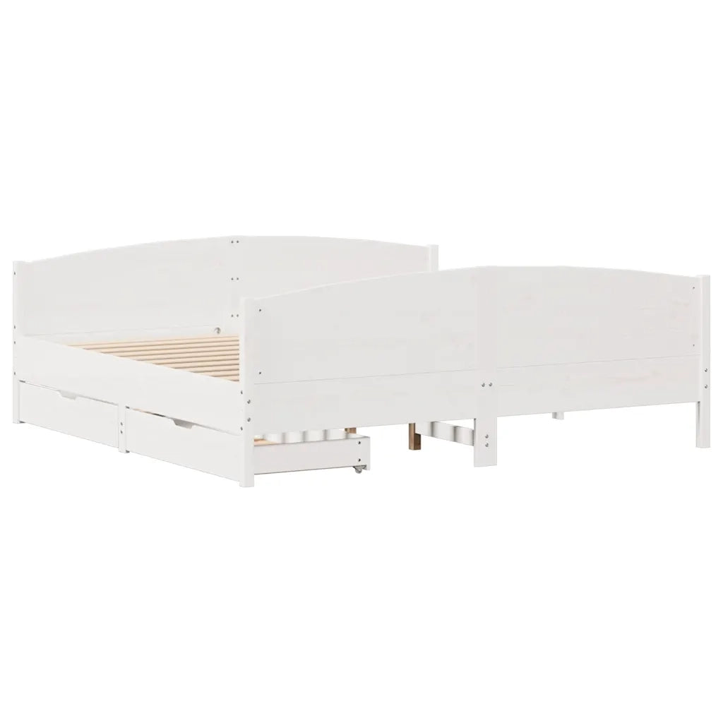 Letto senza Materasso Bianco 160x200 cm Legno Massello di Pino 3301783