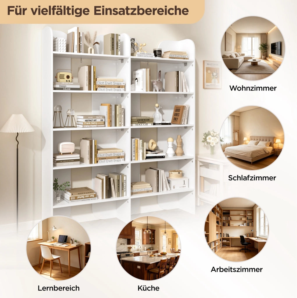Libreria aperta a 5 ripiani 160x135x25 cm in pannello truciolare bianco