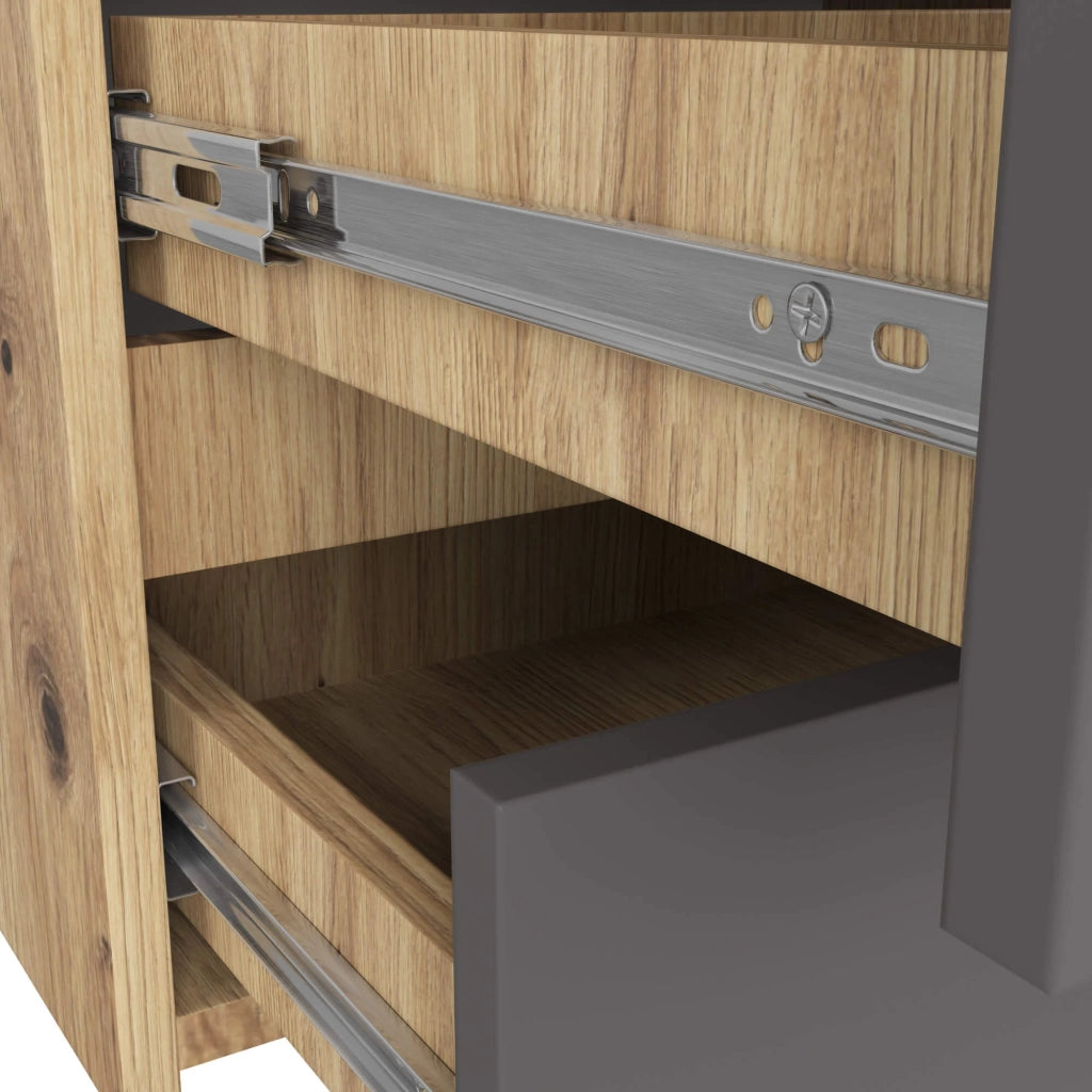 Cassettiera CL100 compatta AKORD Quercia Artisan 100 cm 6 cassetti inserto frontale Grigio Grafite 100x35x57 cm