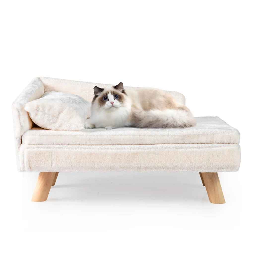 Divano rialzato per animali domestici 71 x 43 x 40 cm comfort ottimale design moderno peluche bianco 20_0017063
