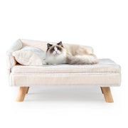 Divano rialzato per animali domestici 71 x 43 x 40 cm comfort ottimale design moderno peluche bianco 20_0017063