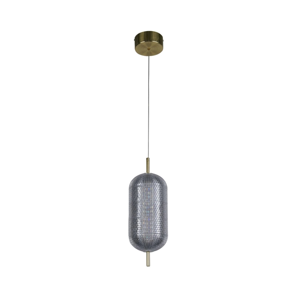 Lampada a sospensione a LED Capsule, metallo ottone satinato e paralume in acrilico