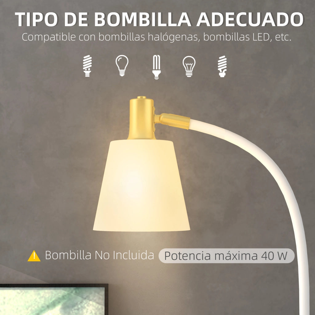 Lampada da Terra LED Regolabile ¨C Xylo ¨C Bianco e Oro 49x21x127-160 cm
