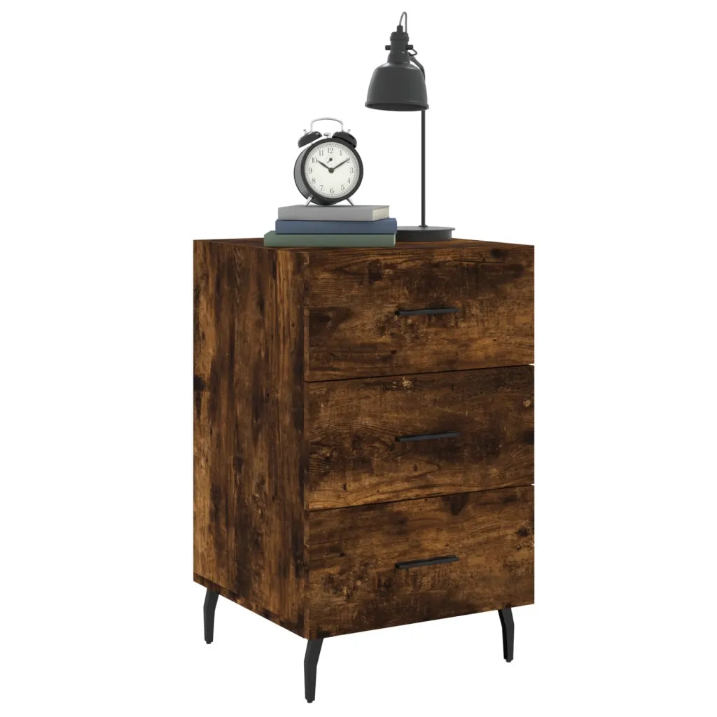 Comodino | Armadio da Notte | Mobiletto da notte Rovere Fumo 40x40x66 cm in Legno Multistrato