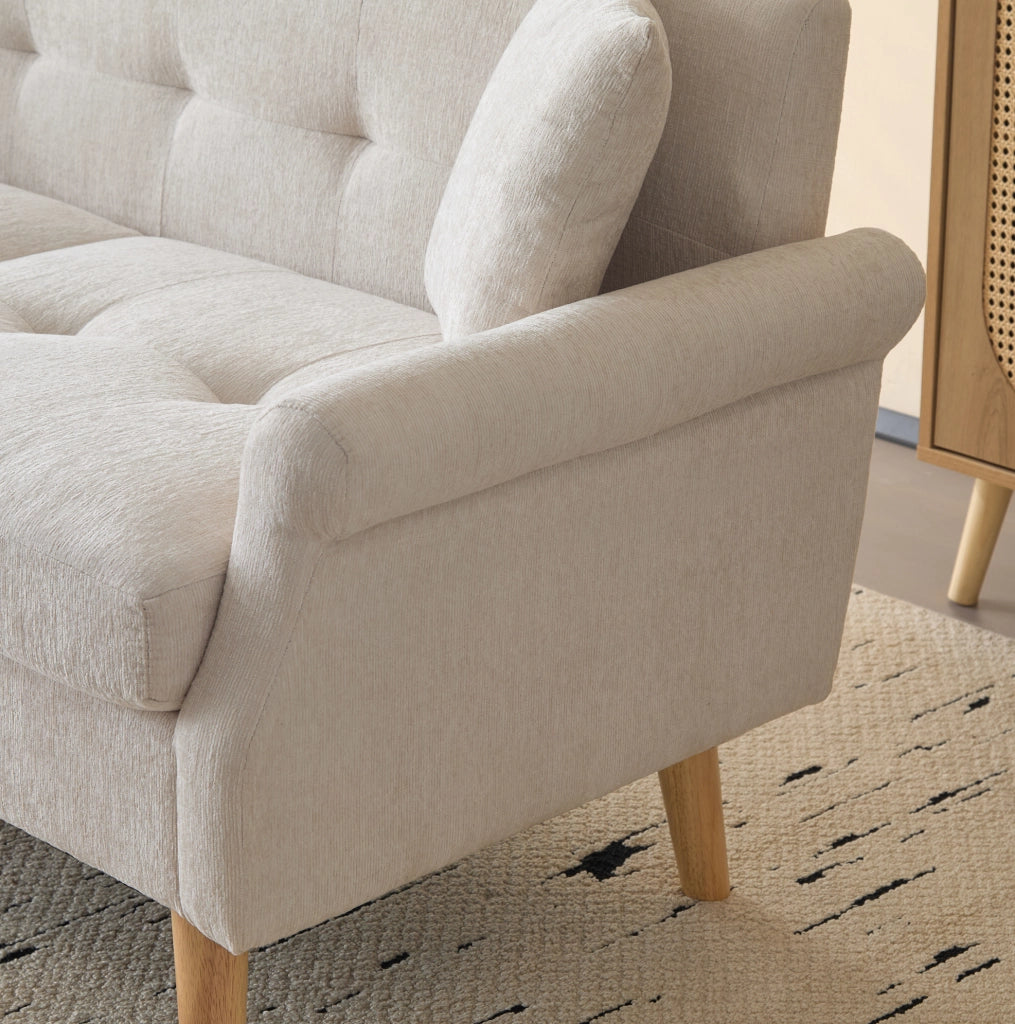 Divano 162x74x77 cm con cuscino seduta 15 cm in ciniglia beige