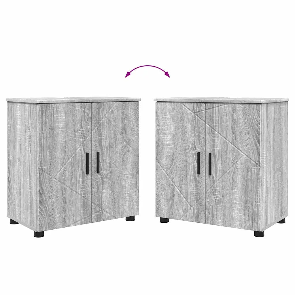 Set di mobili per il bagno con porta 2 pcs Grigio Sonoma 3392939
