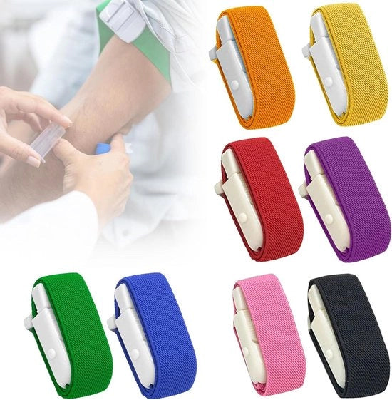Venestruwer con 8 stadi con rilascio rapido - 8 colori - prelievo di sangue - molto flessibile - tourniquet per medici, infermieri e uso esterno.