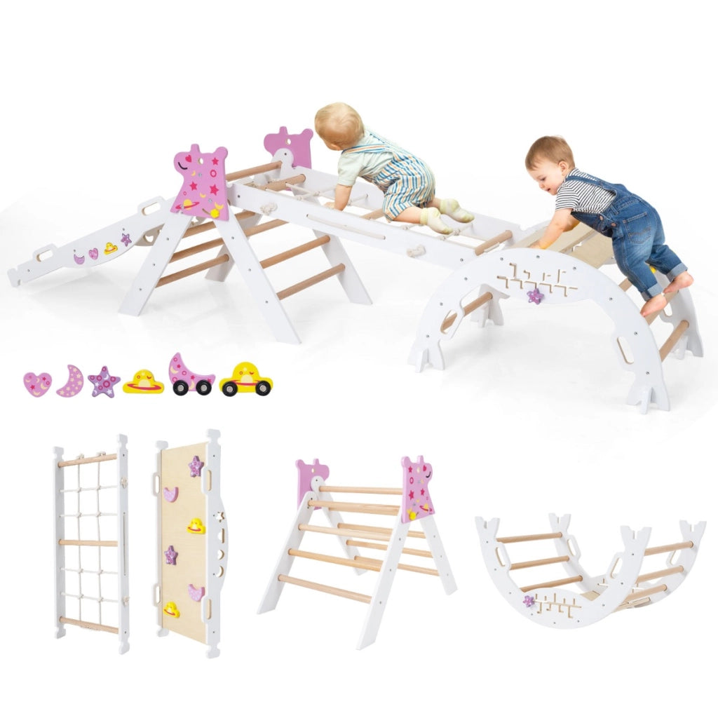 Set triangolo giocattoli pieghevoli per arrampicata beb¨¨, Triangolo arrampicatore per bambini con tunnel Bianco-Arrampicate e scivoli