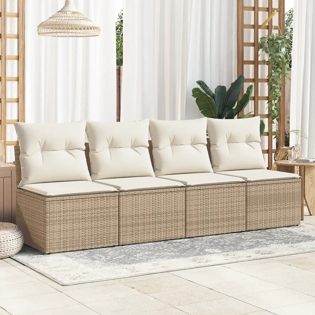 Set Divano da Giardino 2 pz | Set Salotto da Giardino con Cuscini Beige Polyrattan Acacia