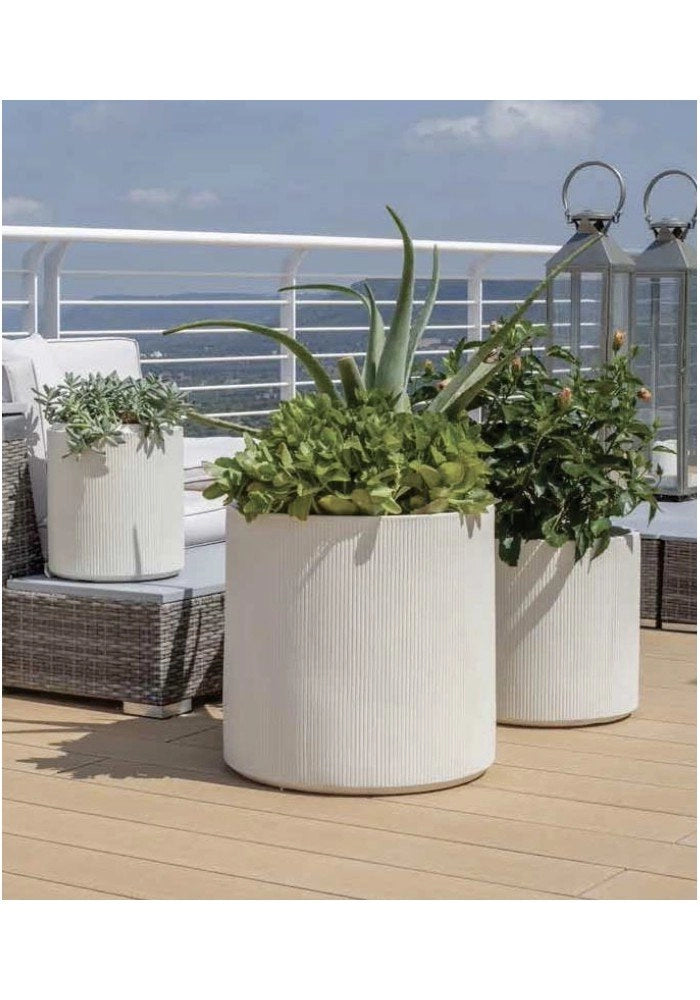 VASO CILINDRO RIGATO CITY VARI COLORI - LINEA VASAR BY TELCOM Colore: Bianco Perla