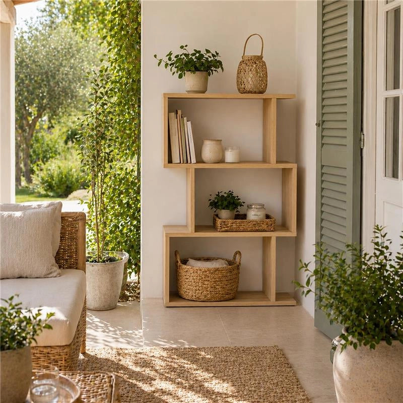 LIBRERIA IN MDF ROVERE CON TRE RIPIANI SFALSATI MISURE: 70X24X96 CM