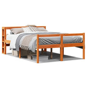 Letto matrimoniale | Letto per adulti | Giroletto con Testiera Marrone Cera 160x200 cm Massello Pino