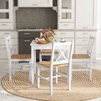 Set 4 Sedie per Cucina e Soggiorno con Schienale a Croce, in Legno di Pino, 41x46.5x86 cm