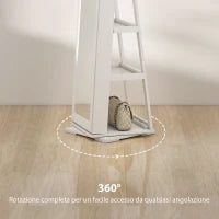 Specchio Portagioie Girevole per Camera da Letto con 2 Chiavi, in Legno Bianco e Vetro, 38x38x160 cm