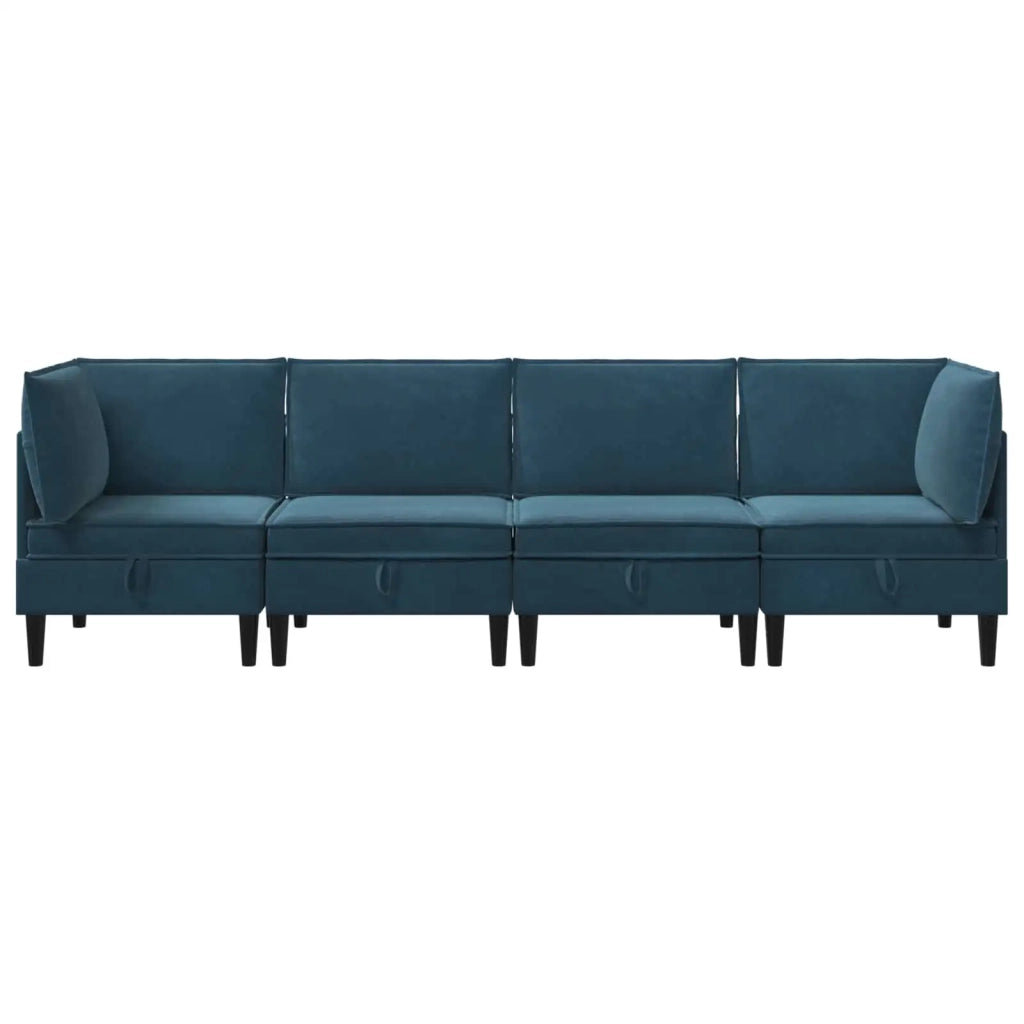 Set di mobili per il soggiorno con cuscino 4 pcs Blu Velluto