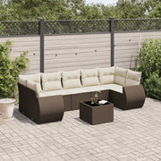 Set Divani da Giardino 8 pz con Cuscini Marrone in Polyrattan 3221142