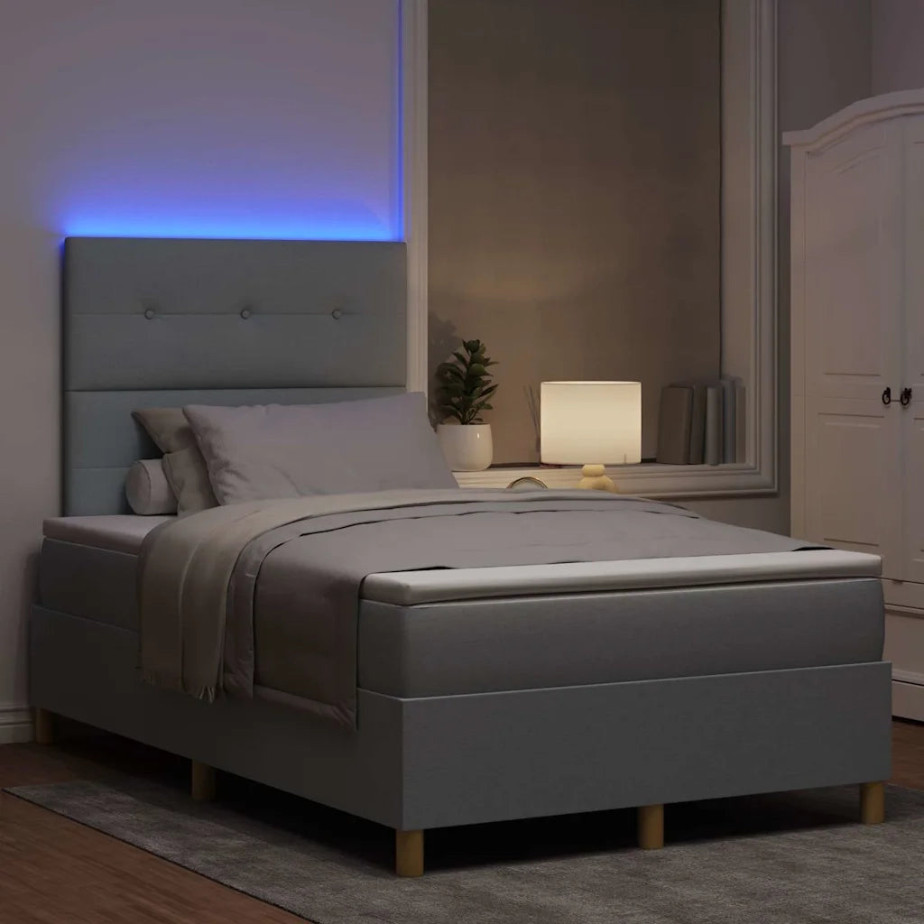 Letto a Sorgente LED Grigio chiaro 120 x 200 cm Tessuto 3343089