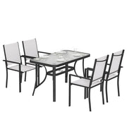 Set da Giardino 5 Pezzi con Sedie Impilabili e Tavolo in Vetro ¨C zephmum ¨C Grigio Chiaro