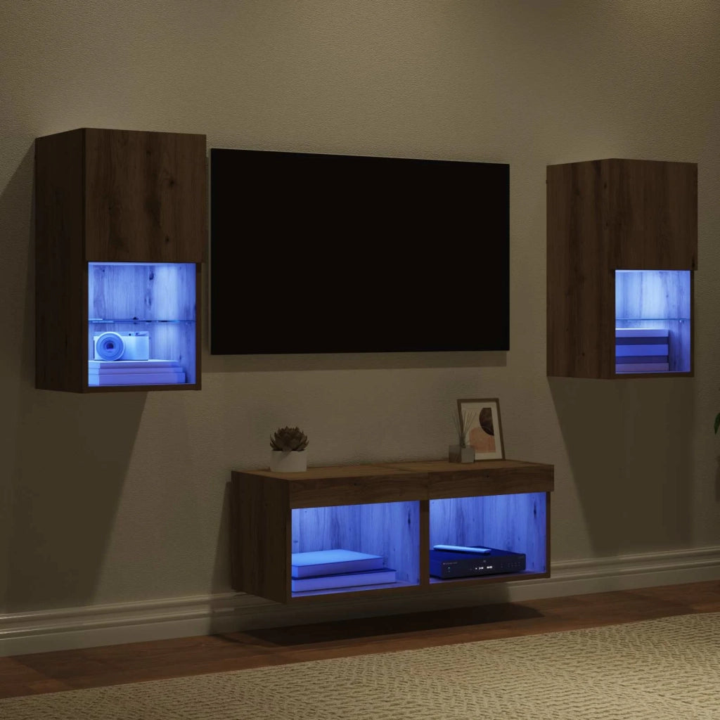Mobiletti TV da Parete 4 pcs Rovere artigianale 3402915