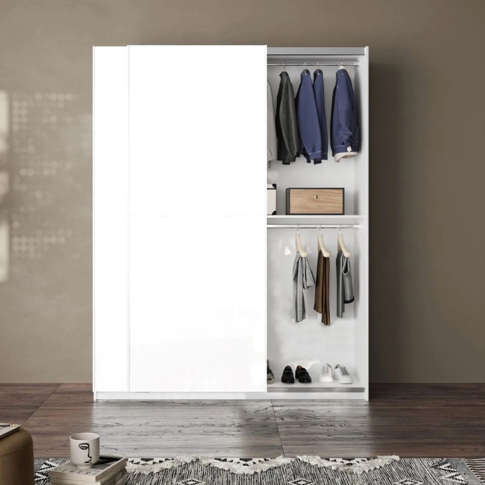Armadio due ante scorrevoli bianco opaco Swing – 180x55x230H