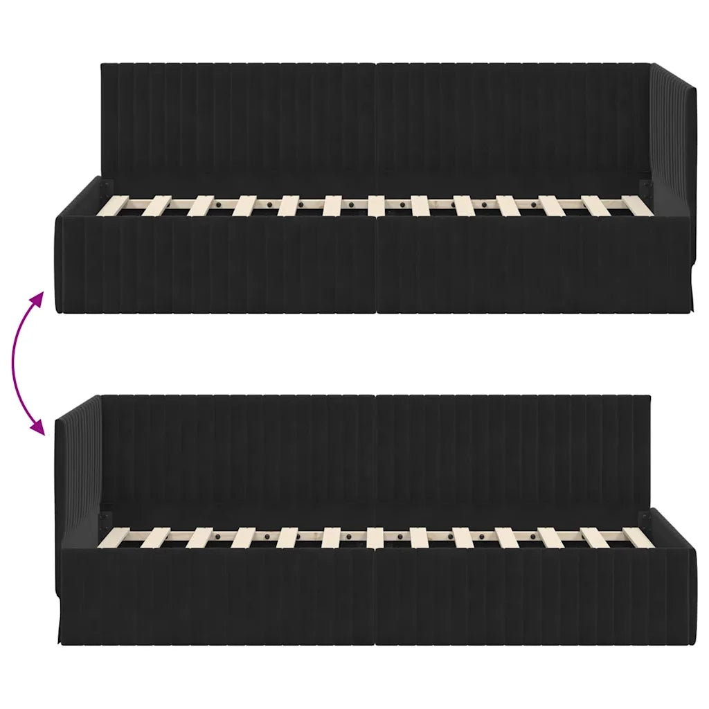 Cornice del letto ad angolo Nero 80 cm x 200 cm Velluto 42016251