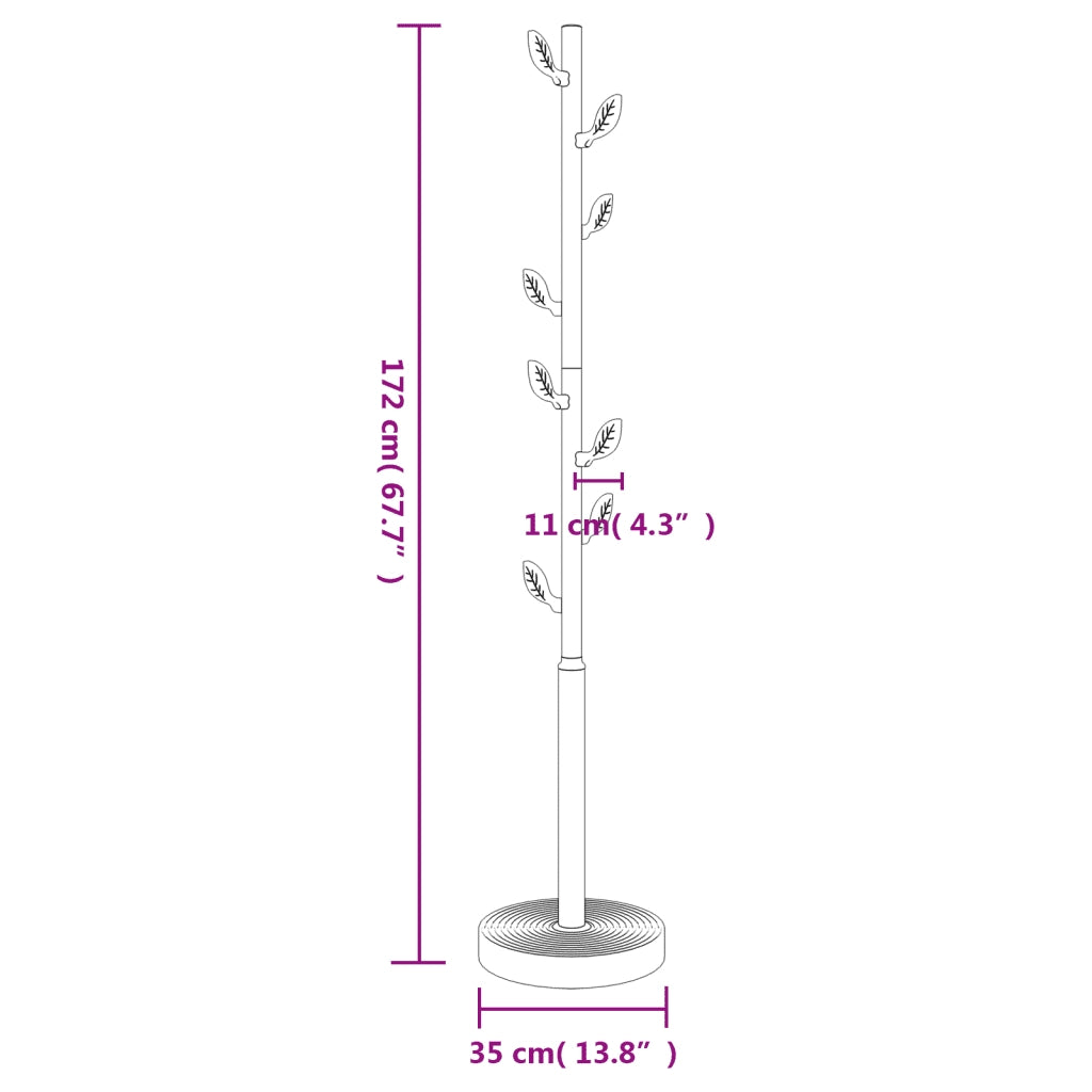Appendiabiti Bianco 172 cm in Ferro Verniciato a Polvere 377089