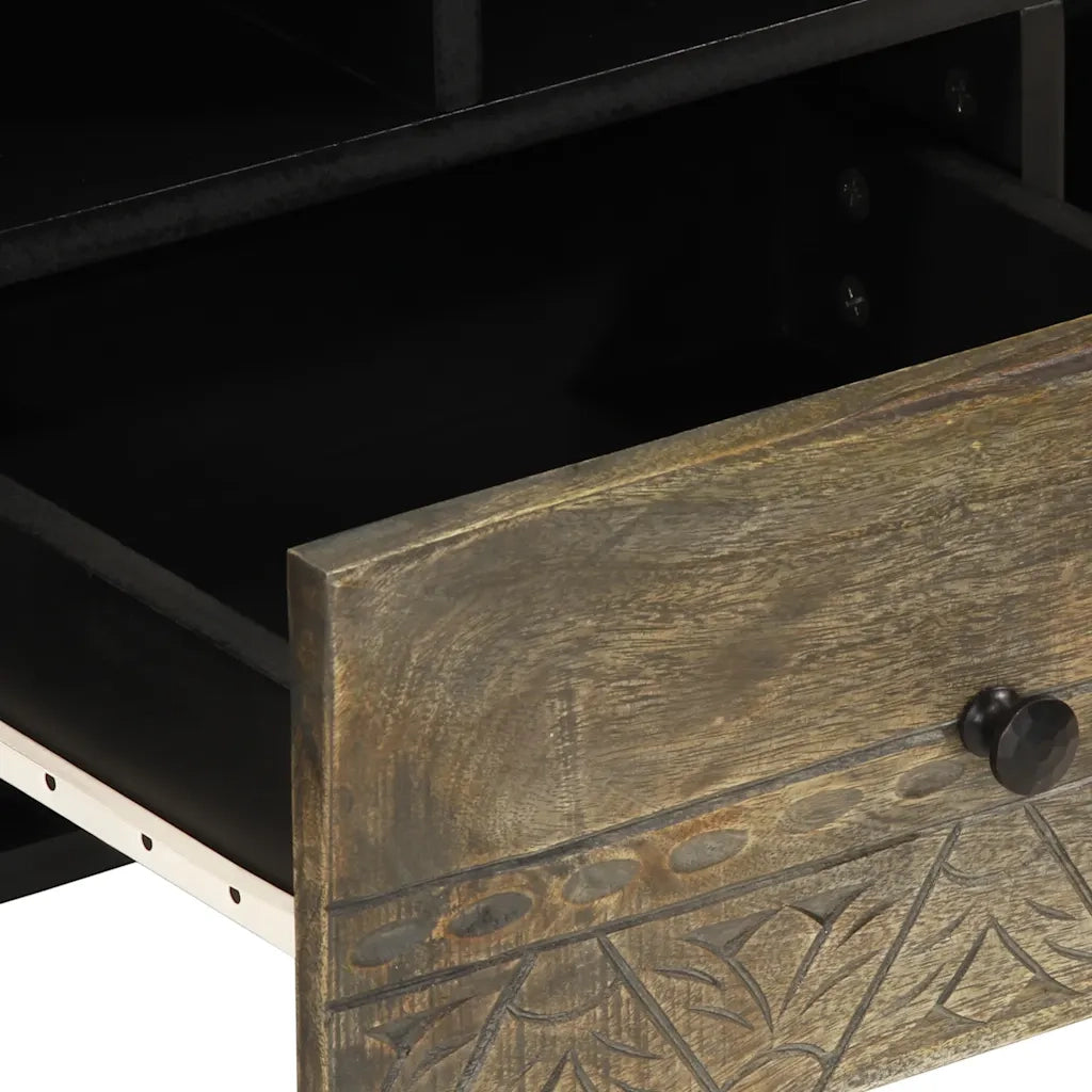 Mobile Porta TV Nero 100x33x46 cm in Legno Massello di Mango 4017808