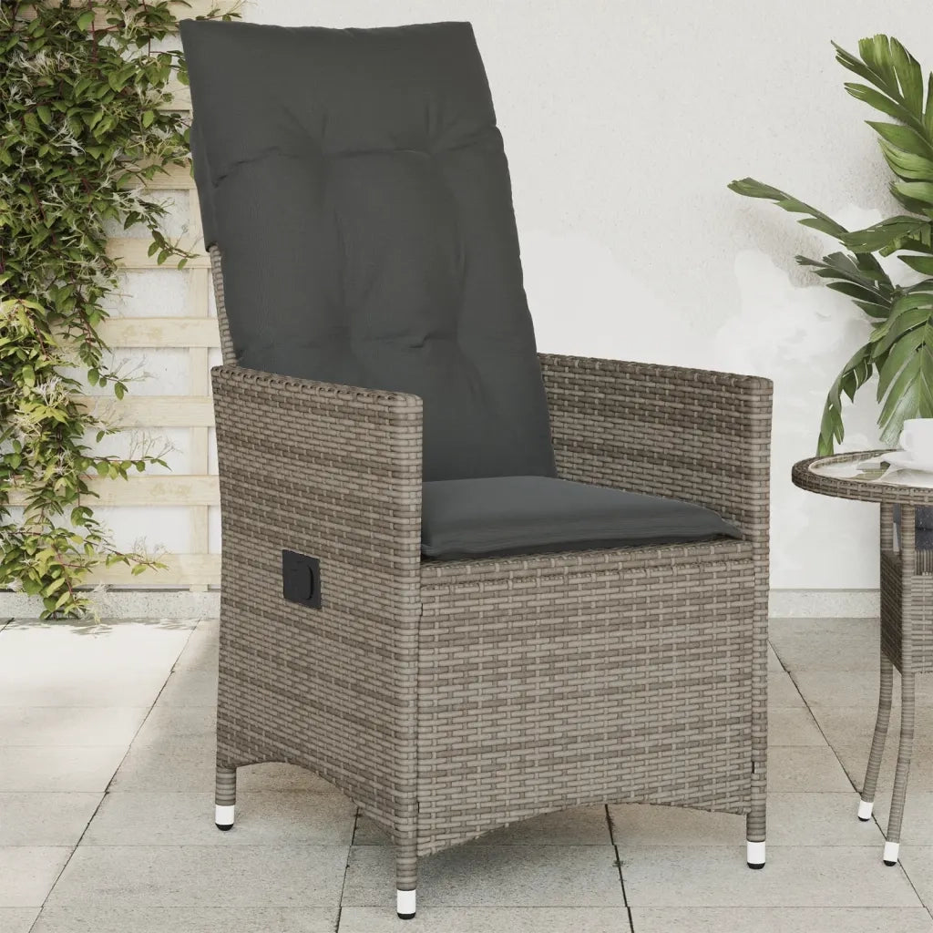 Sedia Reclinabile da Giardino | Sedie da Esterno con Cuscini Grigia in Polyrattan