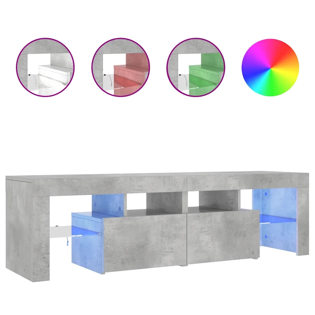 Mobile Porta TV con Luci LED-Credenza TV Grigio Cemento 140x36,5x40 cm