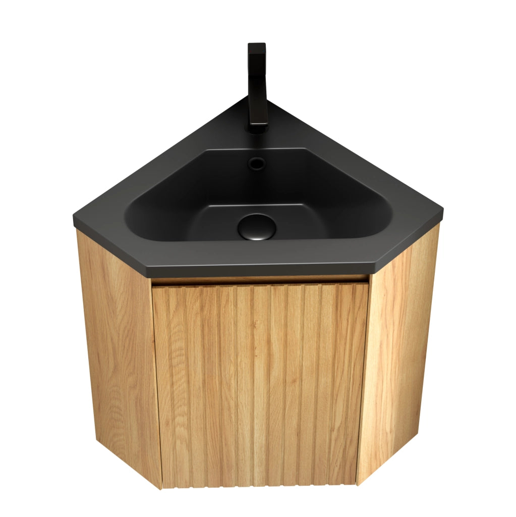 Mobile bagno angolare con lavabo integrato nero opaco
