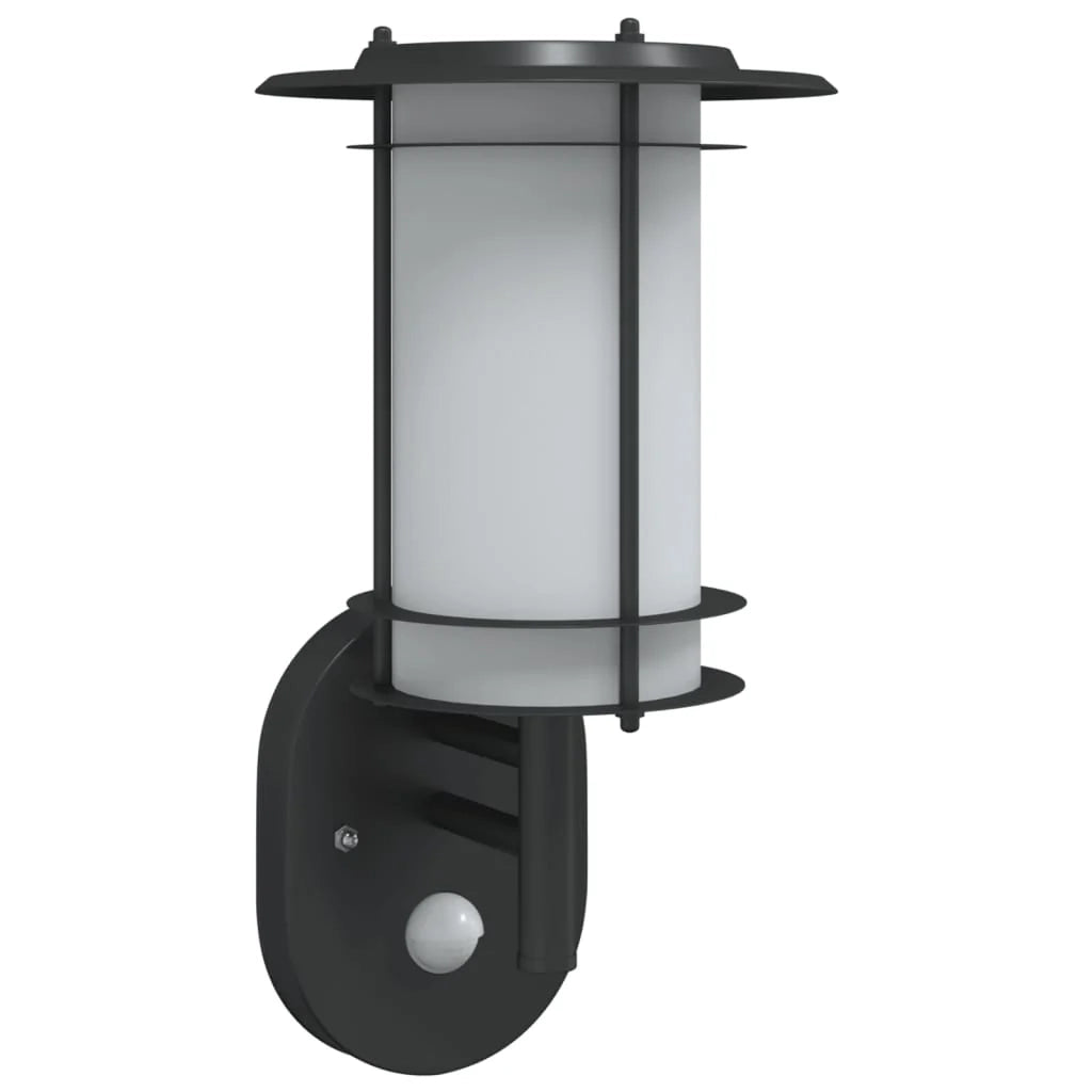 Applique da esterno con sensore di movimento 19 x 19 x 31 cm robusta ed elegante in acciaio inox nero 02_0056602