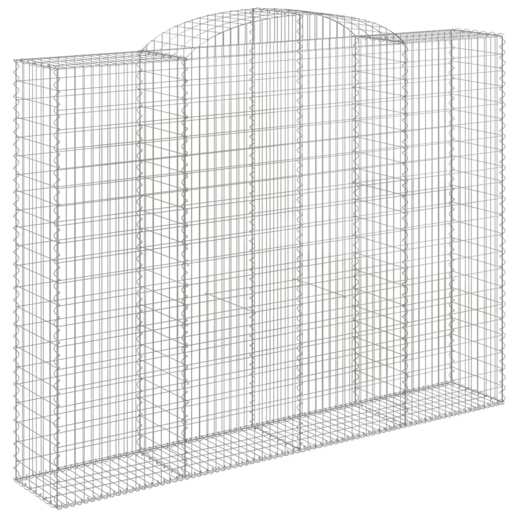 Cestini gabbioni recinzione a gabbia muro di contenimento ad arco 7 pezzi 300 x 50 x 220/240 cm ferro zincato argento 02_0041113