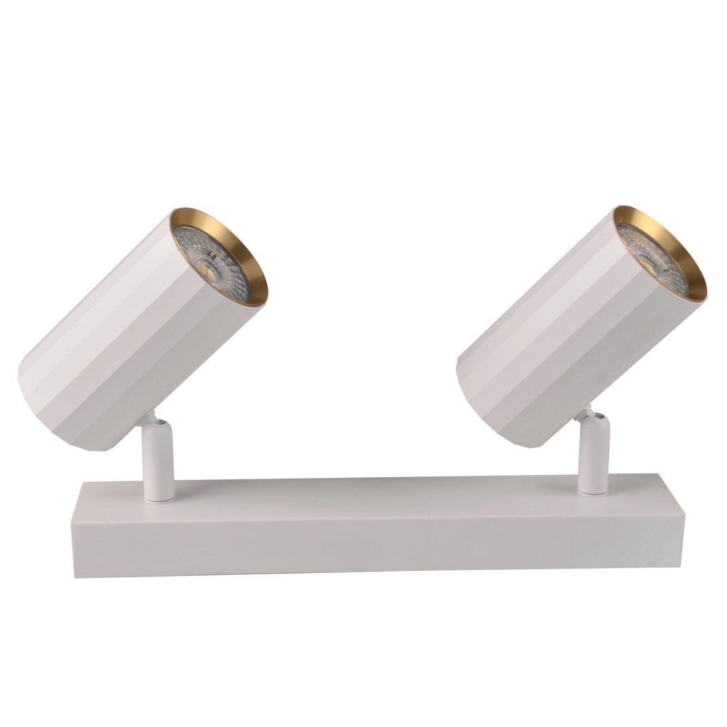 Plafoniera 2 luci orientabili bianco/oro GU10 Nicea Polux