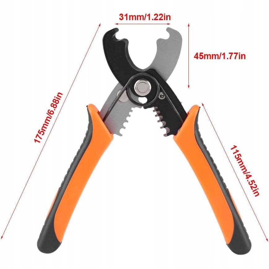 Pinza per Taglio e Spellatura Cavi – Acciaio Temperato, Manico Ergonomico | Lunghezza 180 mm, Gamma 0,2-6 mm