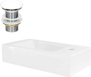 Wastafel inclusa con impianto di scarico bianco senza sovrappiatto 46x26x11 cm ceramica bianca